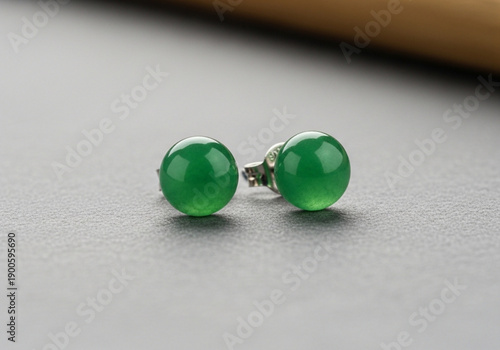 Vibrant Green Round Gemstone Stud Earrings, Showcasing Natural Beauty and Elegant Simplicity