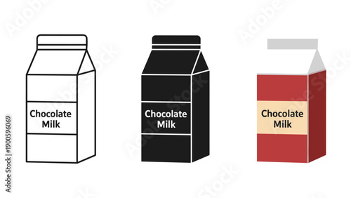 Three different packaging styles of chocolate milk Vector
