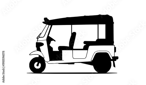 Tuk tuk black silhouette vector symbol isolated on white
