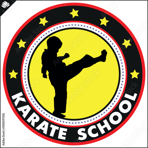 Martial art colored symbol, logo creative design emblem.