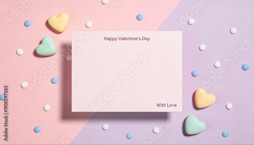 Valentine’s Day Greeting Card Mockup on Pastel Background
