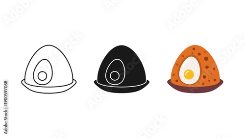 Three illustrations of egg buns in different stages Vector