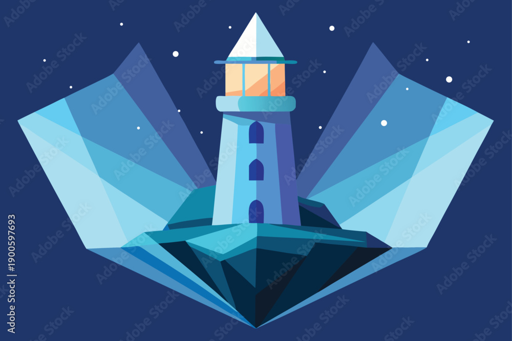 Fototapeta premium Crystal Lighthouse Casting Radiant Light