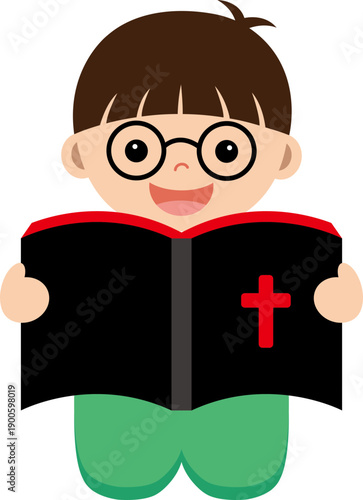 성경책 읽는 남자아이