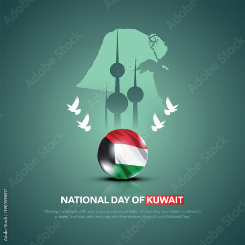 25th February celebrating 65th kuwait national day. Creative vector illustration design.