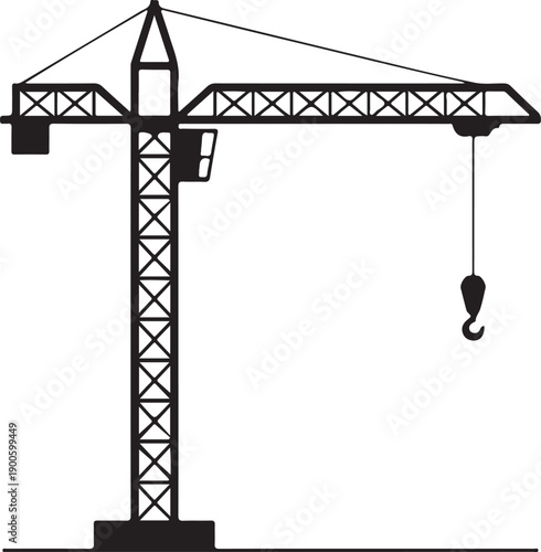 A detailed illustration of a tower crane used in construction sites.