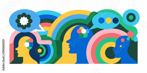 Abstract illustration depicting communication thoughts and human connection