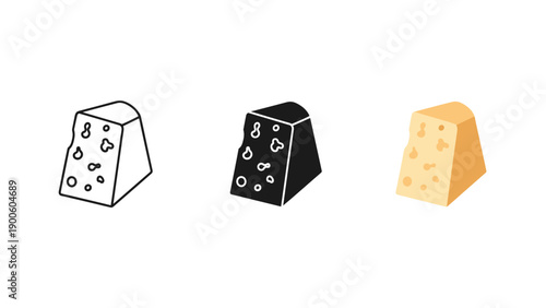 Three different types of cheese wedges illustrated Vector