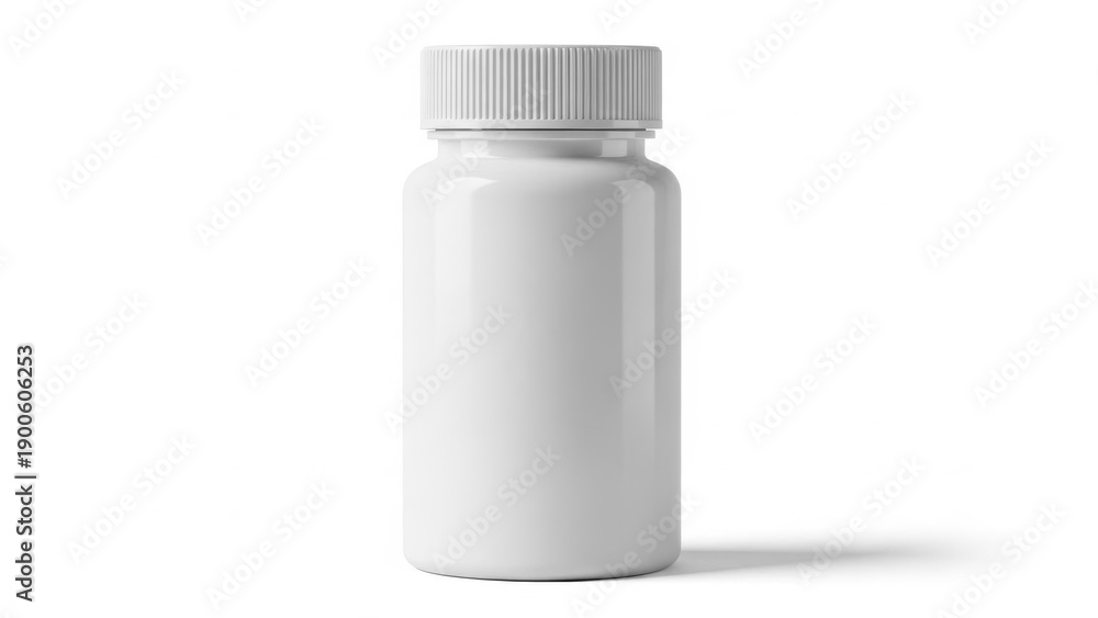 Fototapeta premium White pill bottle isolated on white background