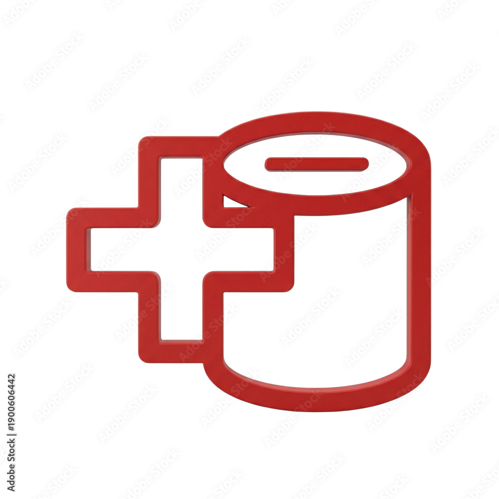 Obraz premium Simple icon of a medical cross and islamic charity box isolated on white or transparent background, PNG