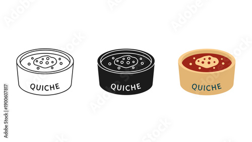Three quiches with different crusts and fillings Vector