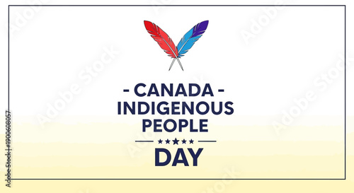 Canada Indigenous Peoples Day celebration with feathers and stars graphic.