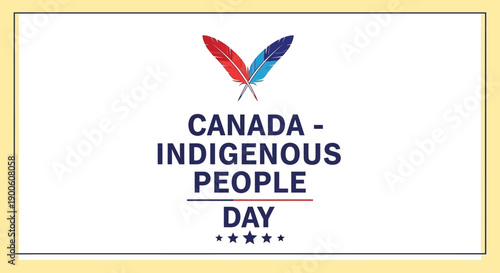 Canada Indigenous Peoples Day graphic with feathers and stars.