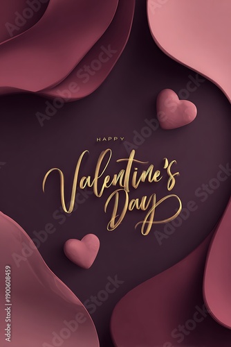 Valentines day message with hearts and abstract shapes