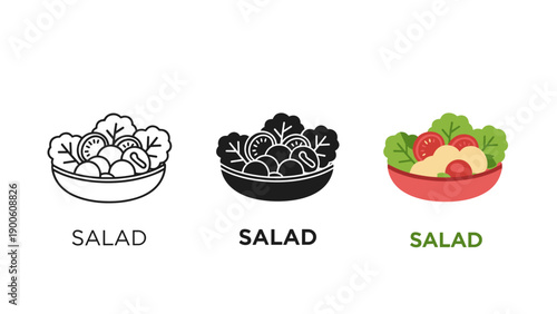 Three variations of a salad Vector