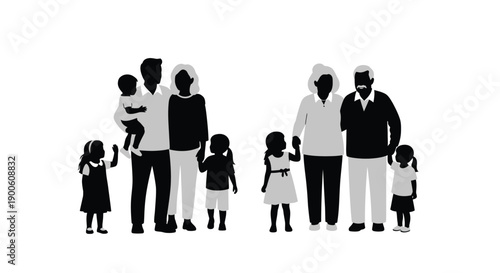 Multi Generational Family Groups Silhouette