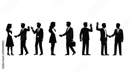 Business Handshake Sequence Silhouette