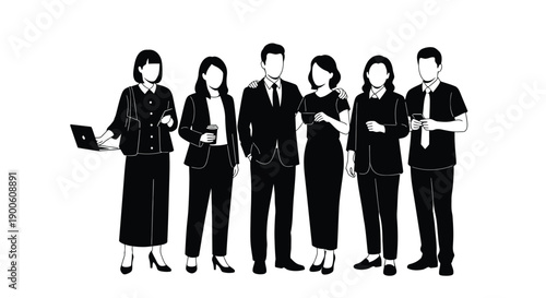 Business People Using Mobile Devices Silhouette