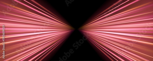 Electric orange-pink streaks twist along the highway, forming luminous glowing trails. Curved motion and bright neon glow convey speed and futuristic style. Perfect for racing or tech visuals vector