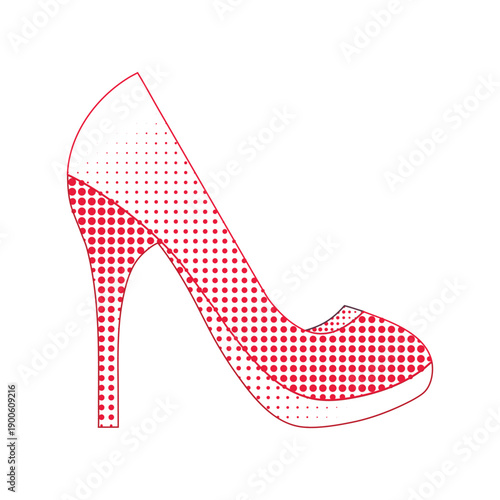 Stiletto high heel shoe pop art style vector illustration isolated icon for fashion design