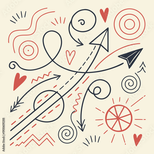 Handcrafted Doodle Lines and Shapes Bundle Vector