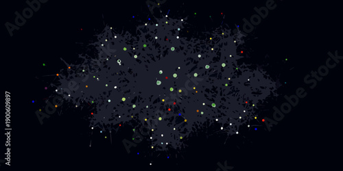 Abstract explosion of colorful particles against a dark background