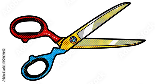 Colorful children's scissors with red and blue handles  