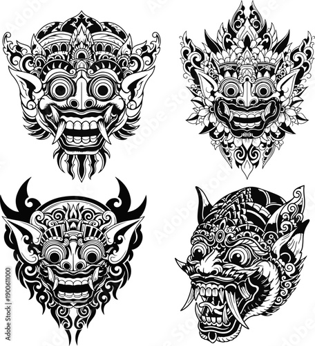 Intricate Balinese Mythological Demon Masks Collection