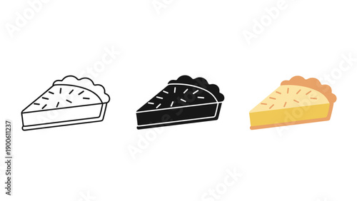 Three slices of pie in different colors and styles Vector