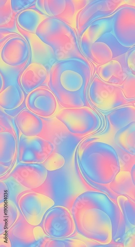 Iridescent, fluid shapes blend across a pastel background creating a seamless pattern