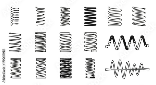 A comprehensive collection of various metal springs, showcasing different designs and sizes for mechanical applications.