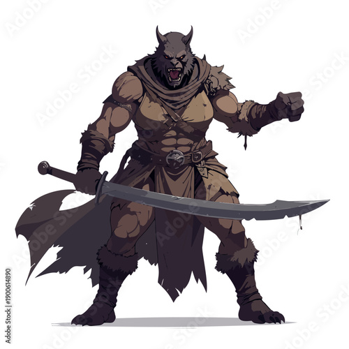 create an image of a feral dark fantasy warrior