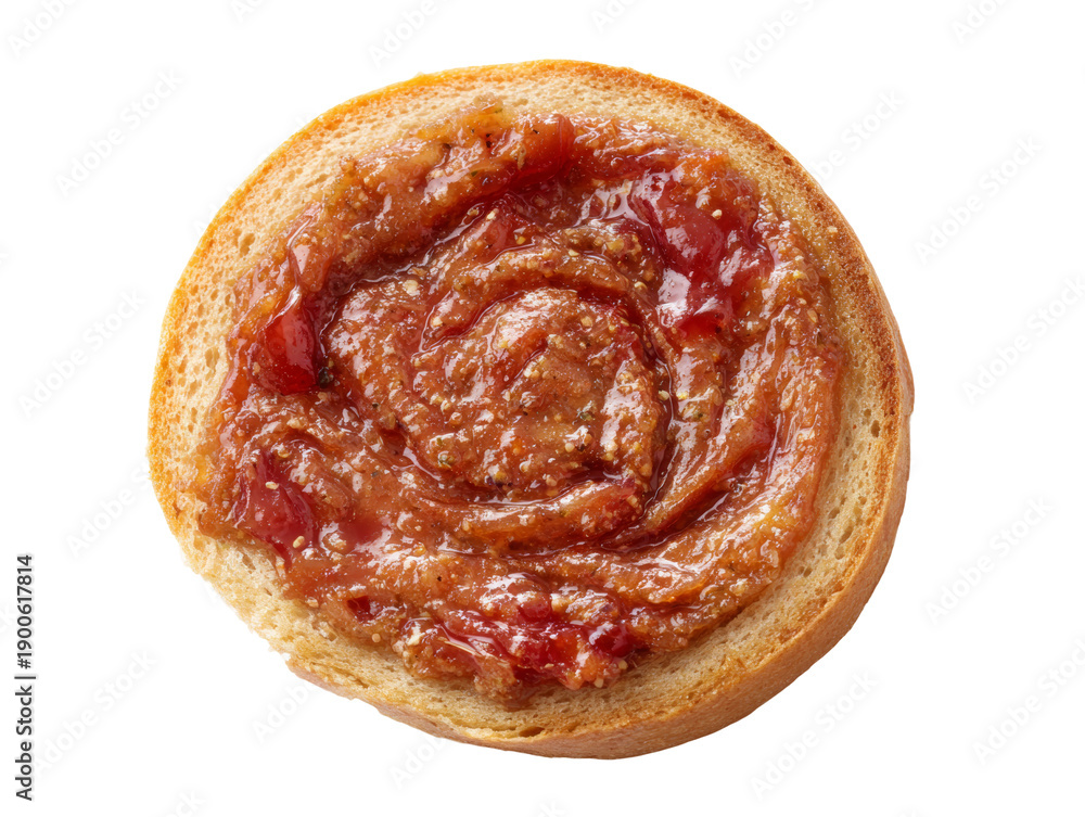 Fototapeta premium A close-up shot of toast topped with delicious jam and creamy peanut butter Isolated Transparent Background, PNG