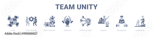 Team Unity web banner icon vector illustration concept ,  with icon of Unity, Team synergy, Team cohesion, Collective, Unified strength, Support.