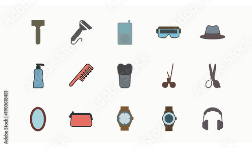 Personal care and lifestyle filled outline icon set editable flat vector symbols for app and interface design