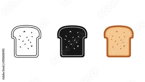 A set of three slices of bread in different colors Vector