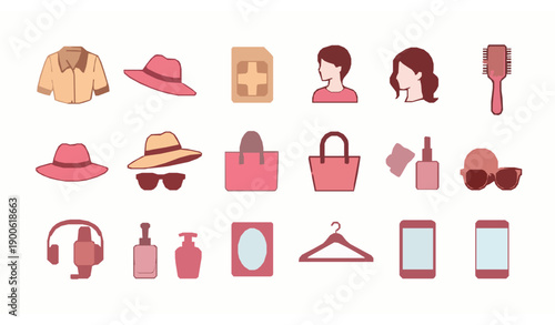 Modern stylish fashion filled outline icons editable flat vector symbols for mobile apps and web interfaces
