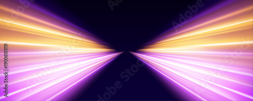 A flowing orange-pink neon line glimmers with subtle spark reflections. Its radiant edges enhance the sense of motion and excitement. Perfect for futuristic high-speed projects. vector