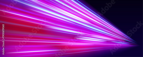 A radiant blue-pink neon trail curves elegantly, forming a luminous streak of motion. Soft sparks add subtle energy and glow. Perfect for futuristic graphics. vector