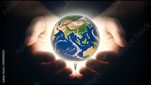 Hands Holding a Globe Representing Earth with Environmental Focus.