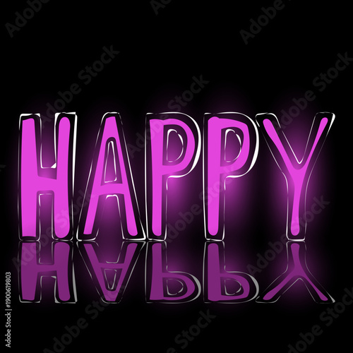 Happy als Neon Schriftzug