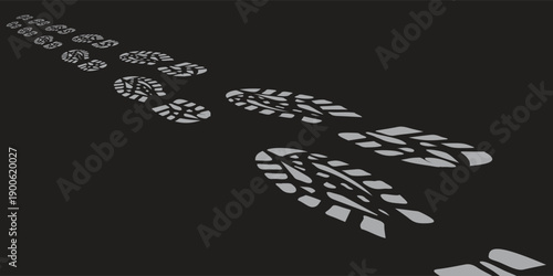 footprint shoe sole tracking path on transparent background, shoe footprint path vector illustration