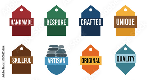 Handmade product quality badges and artisan labels set