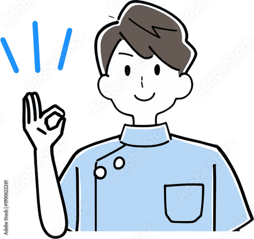 OKサインを出す男性看護師のイラスト