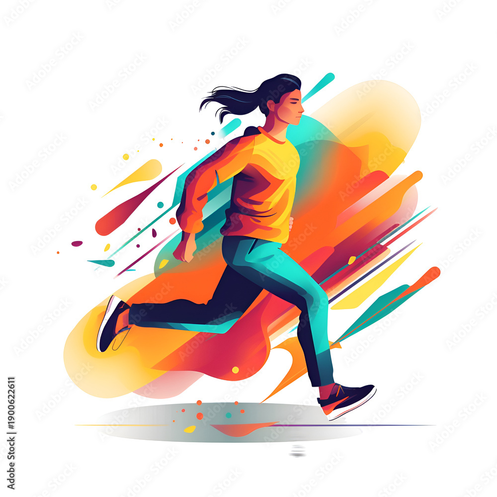 Fototapeta premium Abstract Runner. Dynamic Movement and Vibrant Energy in Sport