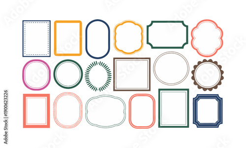 Modern outline rectangular and oval frame borders vector set illustration, easily editable.