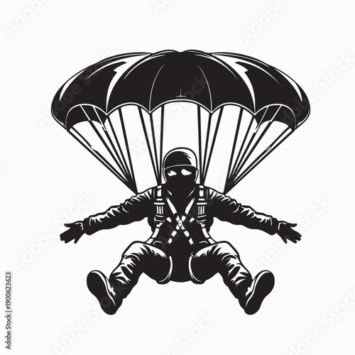 Portrait of man skydiving parachuting concept extreme sports background adrenaline sports