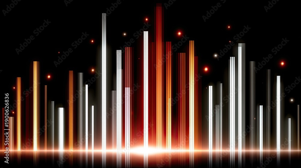 Obraz premium Vibrant Abstract Background with Colorful Light Bars Representing Sound Waves and Dynamic Energy in a Dark Space Environment