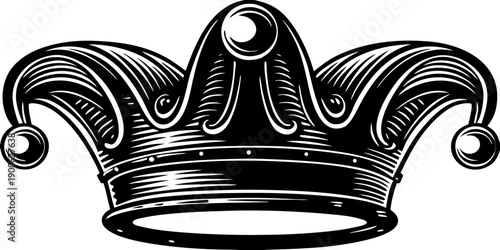 Jester Hat Icon – Black Flat Vector Illustration of Three-Pointed Joker Hat