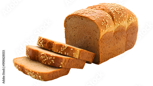Delicious sesame seed bread loaf with sliced pieces